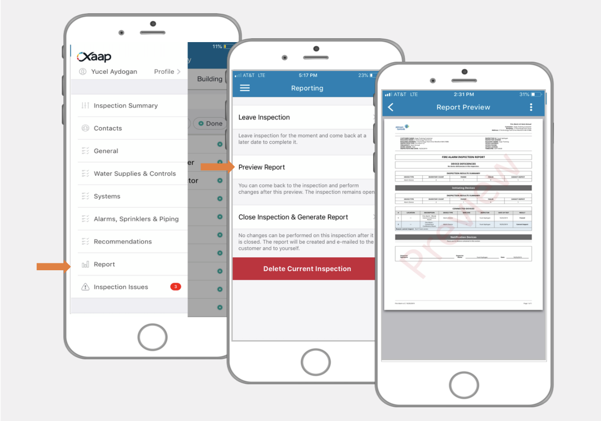 Close an Inspection and Generate Reports - Xaap Buildings