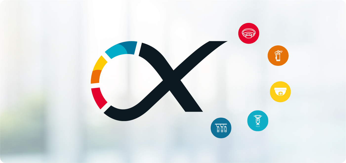 Xaap logo with building system icons