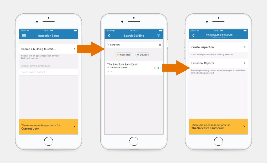 Access historical reports before starting an inspection